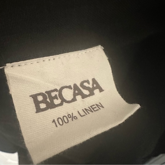 Becasa Maxi Dress 100% Linen Black Oversized Modest Lagenlook Size Small - Picture 6 of 7